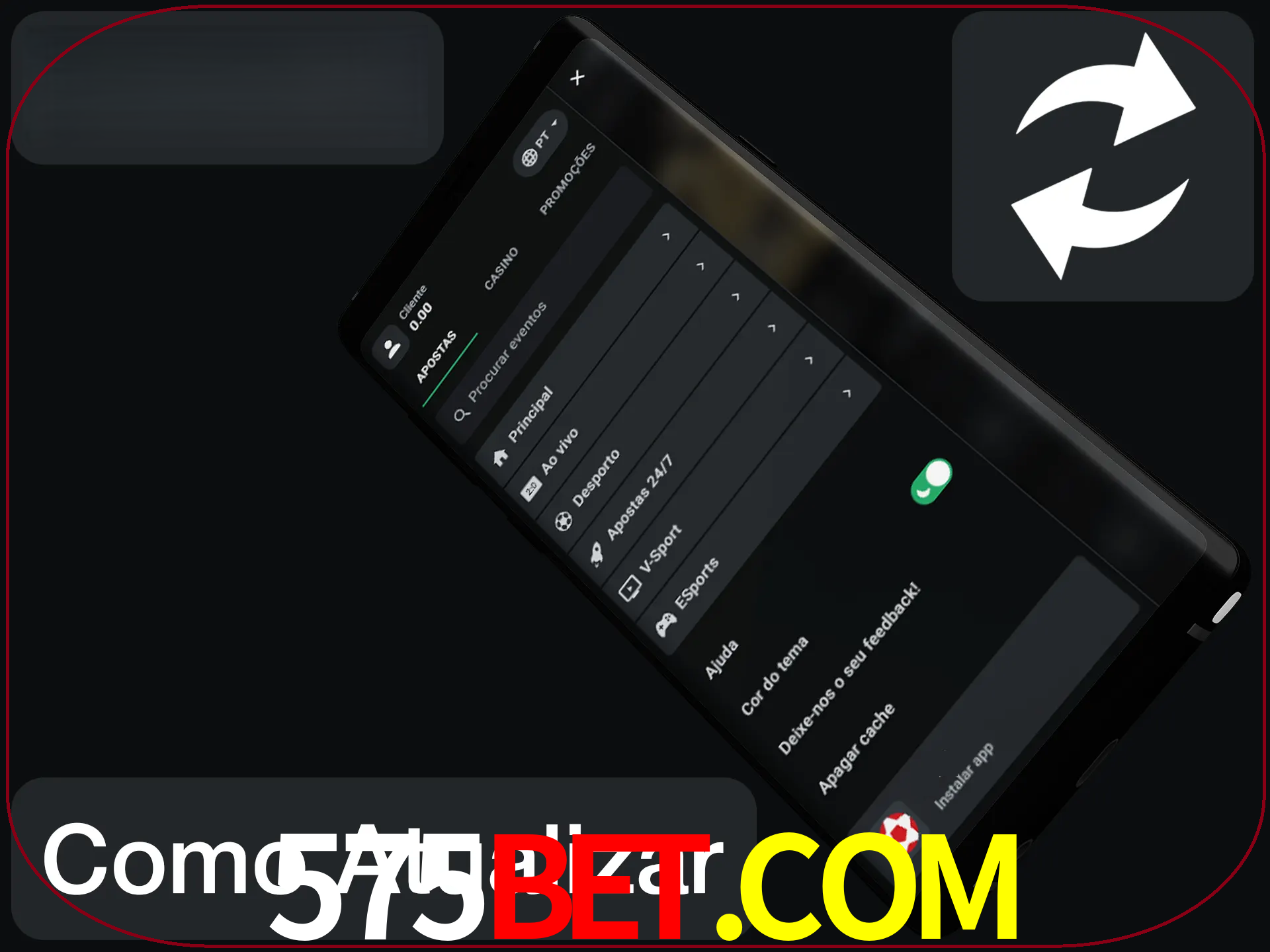 O aplicativo é atualizado automaticamente quando você faz o login.