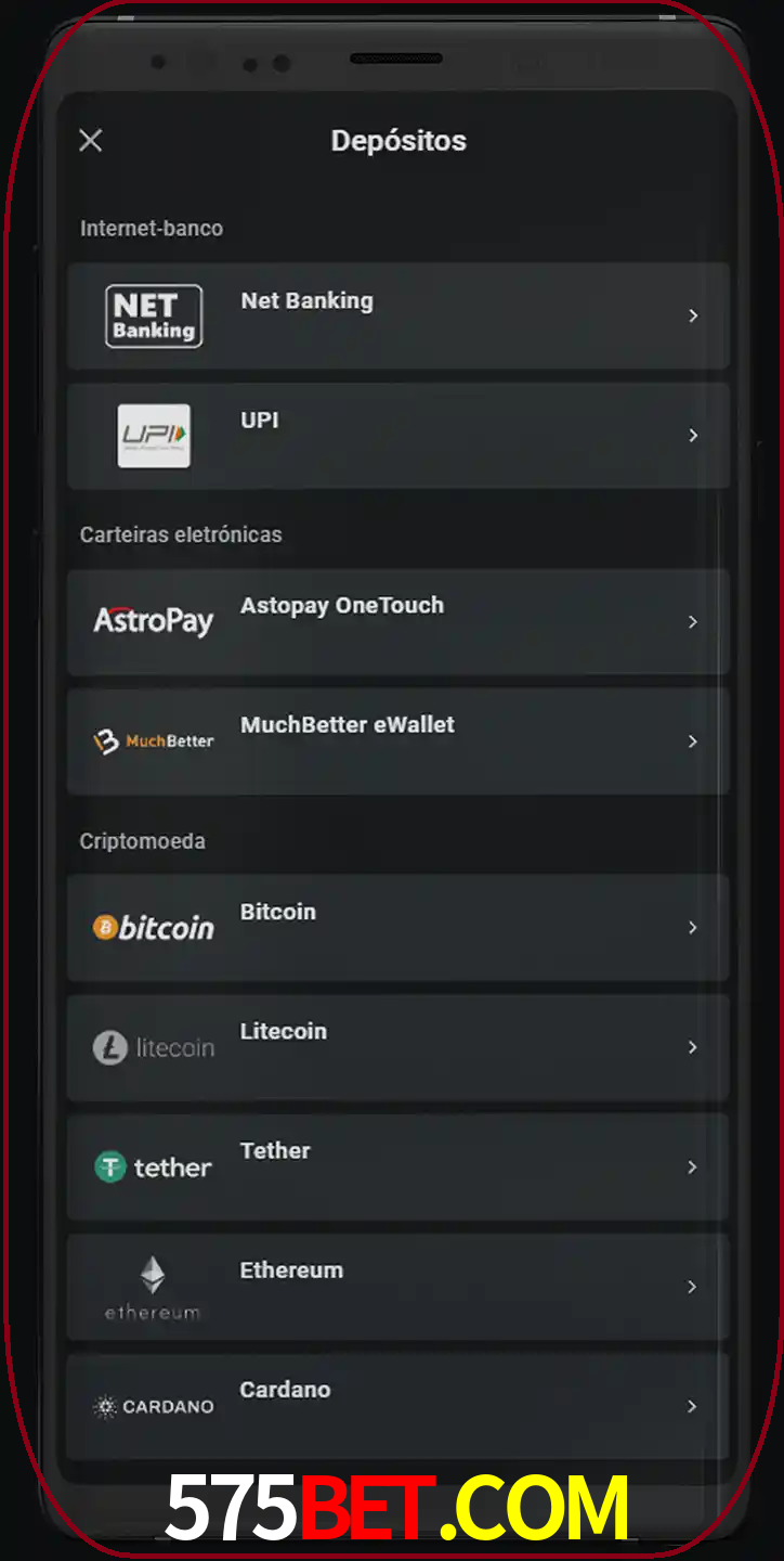 Você pode usar métodos alternativos de depósito.